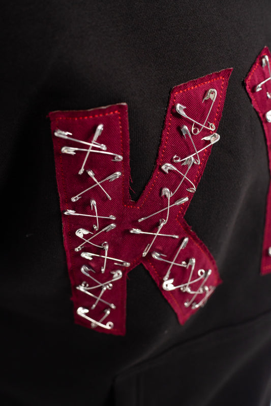 BLACK APPLIQUE UNISEX HOODIE