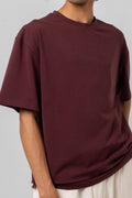 BURGUNDY CORE RELAXED TEE - KYT Fashion