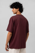 BURGUNDY CORE RELAXED TEE - KYT Fashion