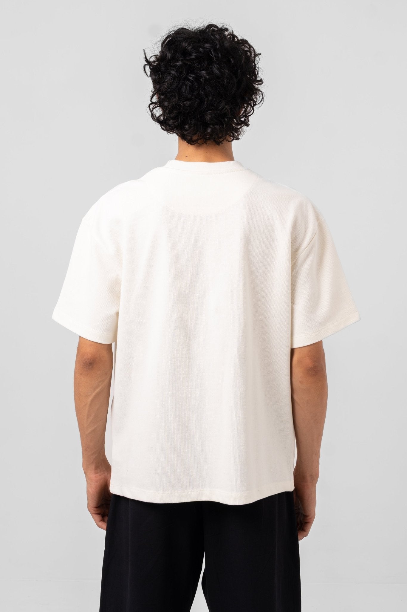 UNISEX RELAXED FIT OFF - WHITE TEXTURED T - SHIRT - KYT Fashion