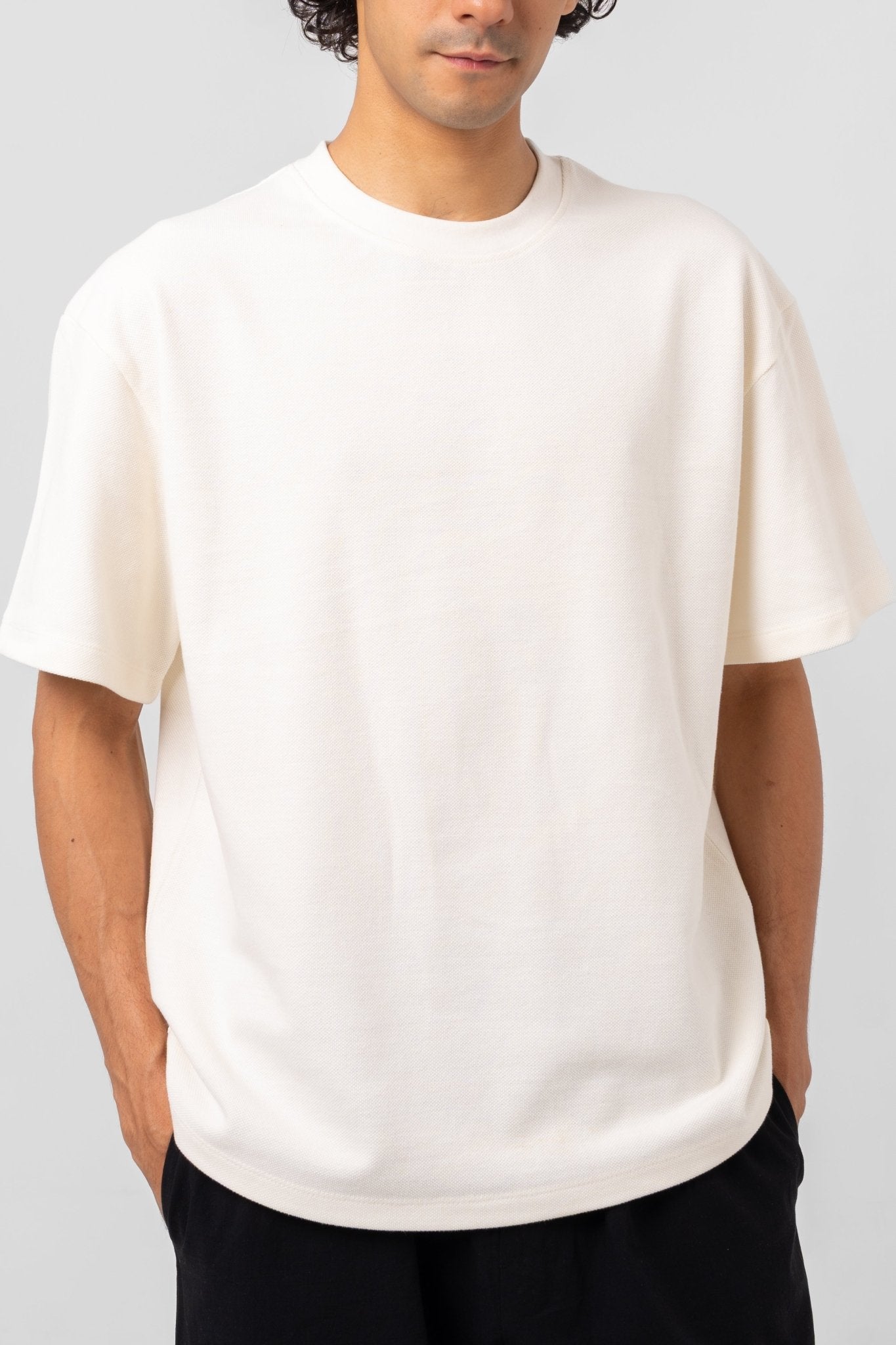 UNISEX RELAXED FIT OFF - WHITE TEXTURED T - SHIRT - KYT Fashion