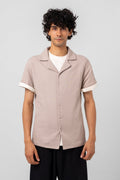 UNISEX WAFFLE CUBAN COLLAR SHIRT - SAND - KYT Fashion
