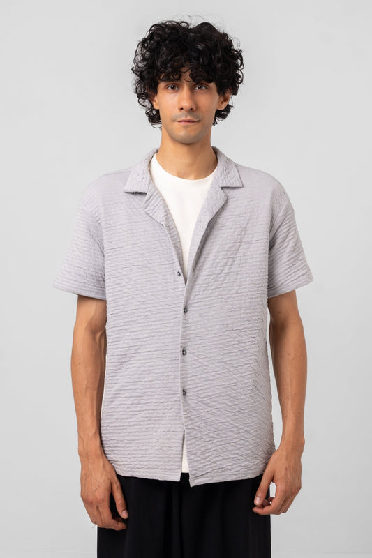 SLATE WAVE CUBAN SHIRT - KYT Fashion