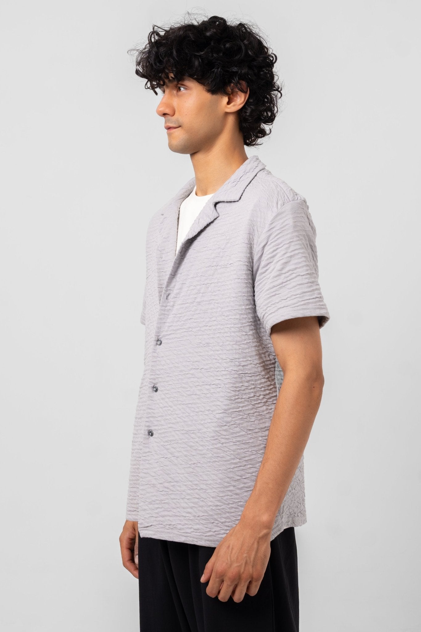 SLATE WAVE CUBAN SHIRT - KYT Fashion