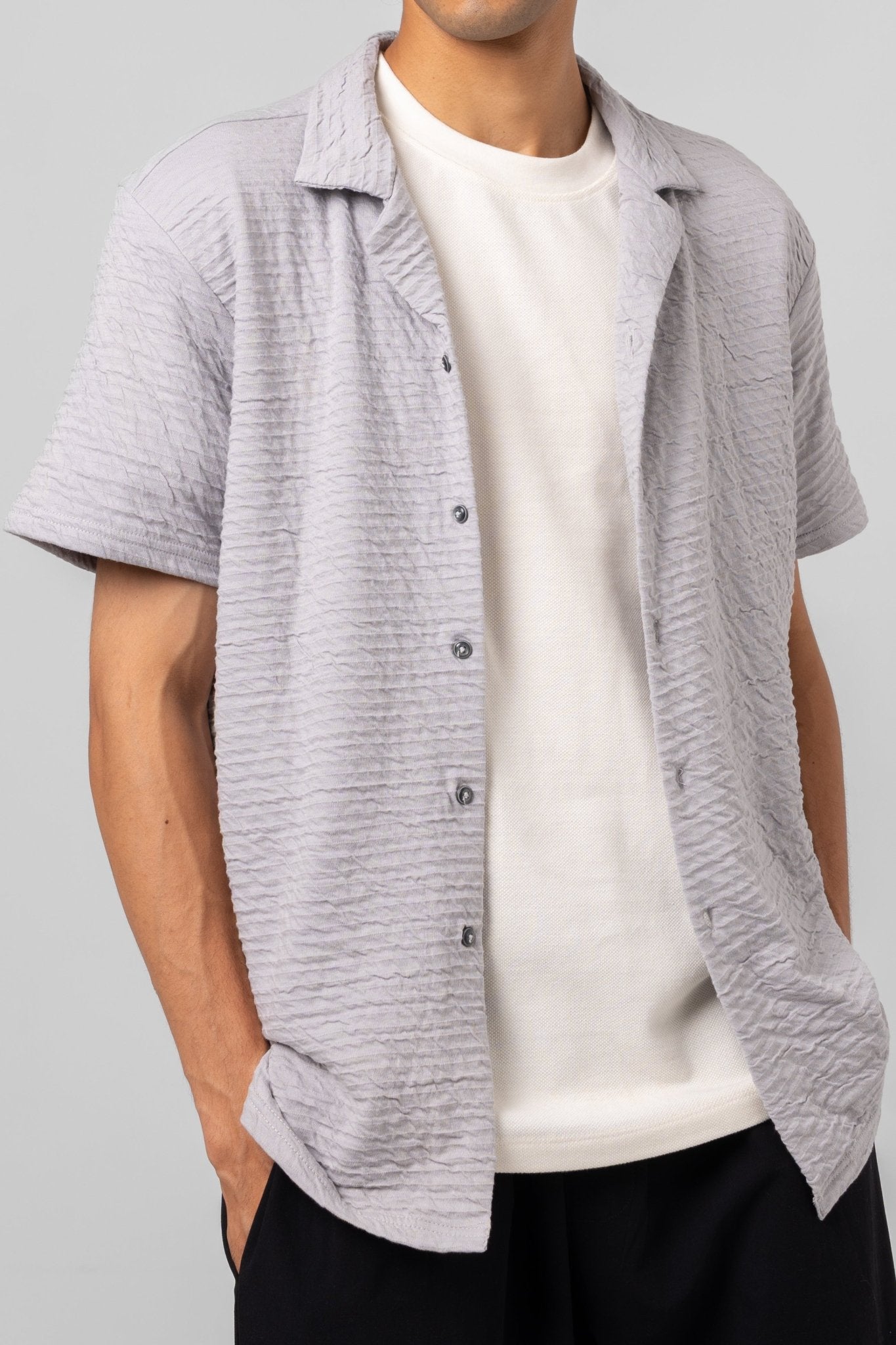 SLATE WAVE CUBAN SHIRT - KYT Fashion