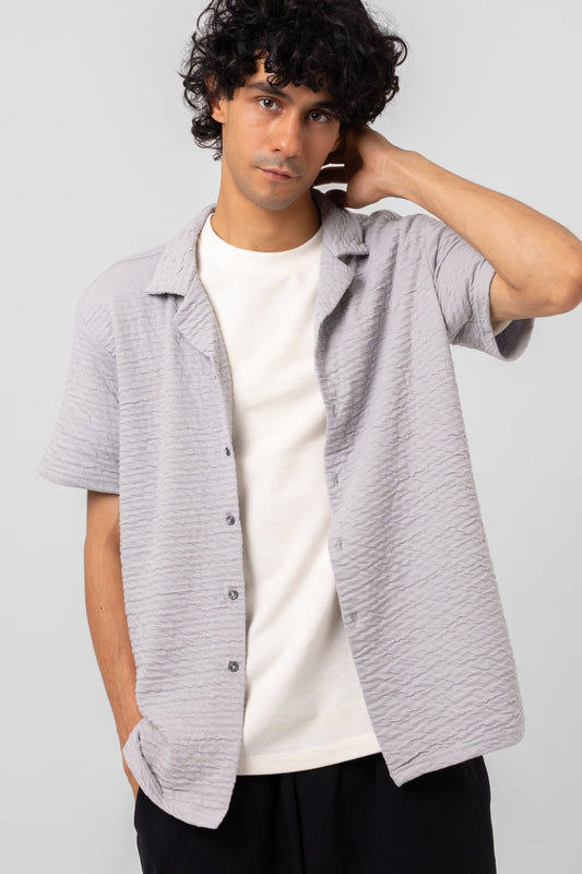 SLATE WAVE CUBAN SHIRT - KYT Fashion