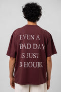 BURGUNDY CORE RELAXED PRINT TEE - KYT Fashion
